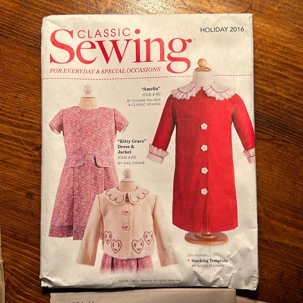 Classic Sewing Holiday 2016 sizes 4-16 dress jacket and bonus stocking template
